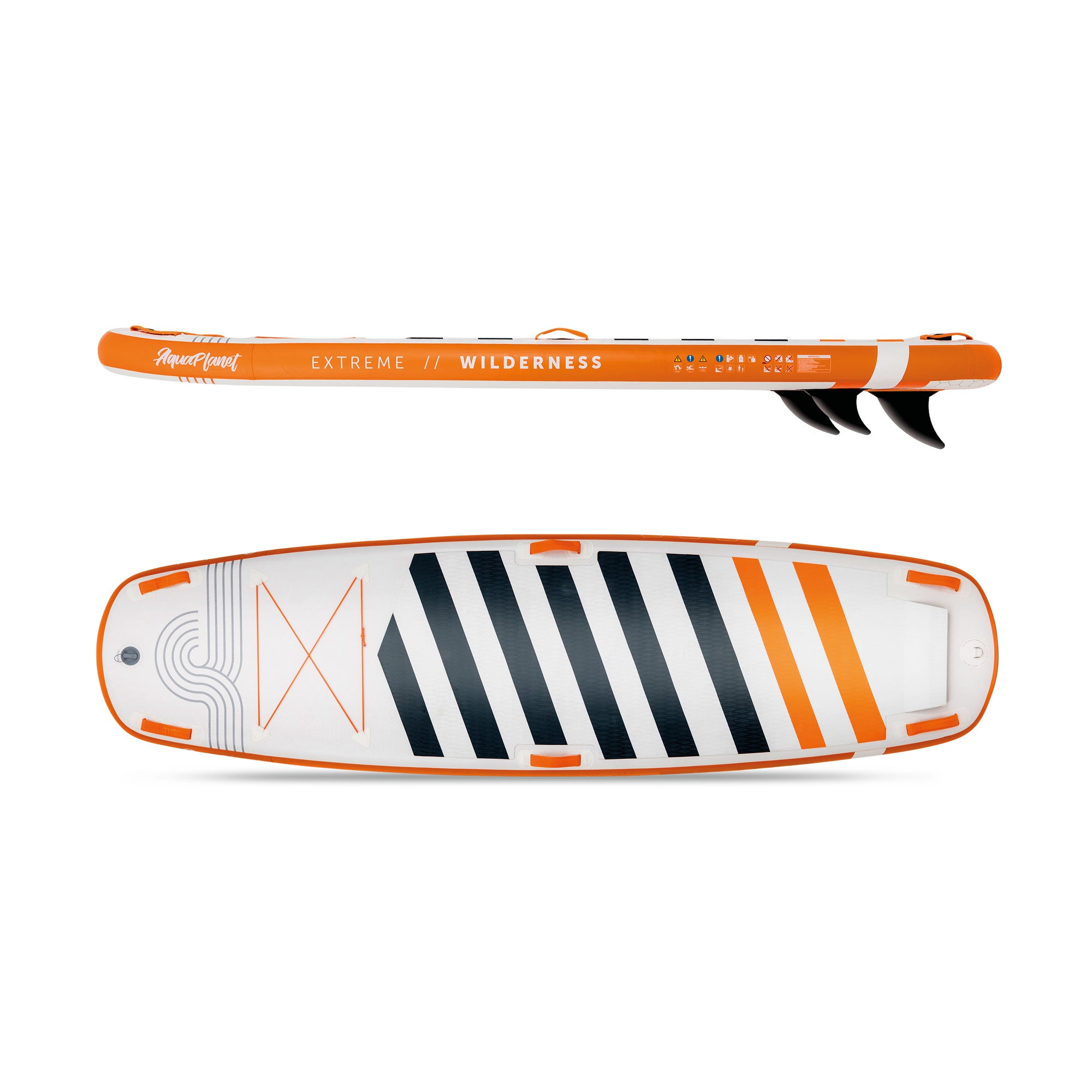 Top View and Side View of the AquaPlanet Wilderness 10' iSUP Inflatable Stand Up Paddleboard Set
