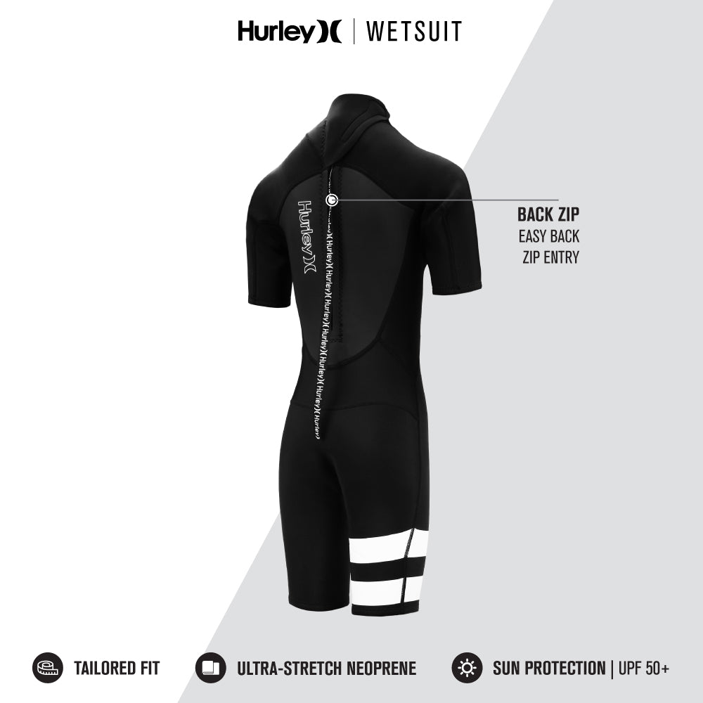 Features of the Hurley Wetsuit Fusion 202 Youth 2mm Back Zip Shorty