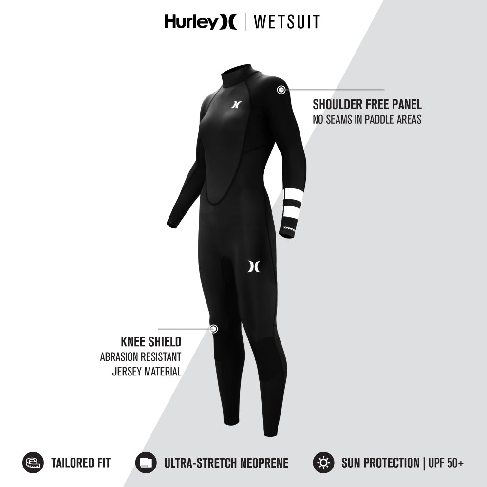 Features of the Hurley Wetsuit Fusion 302 Women's 2mm Back Zip Fullsuit